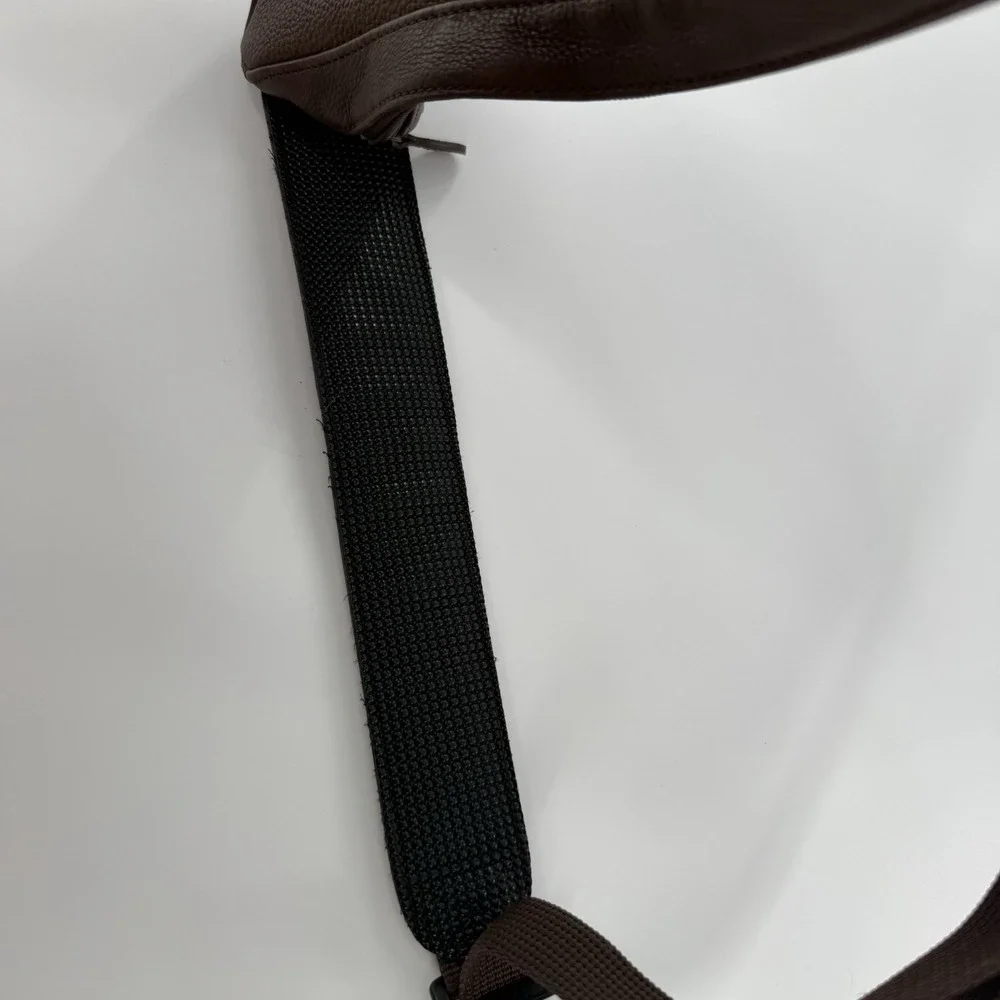 L.L. Bean Ameribag Healthy Back Bag Brown Leather Crossbody Sling Backpack
